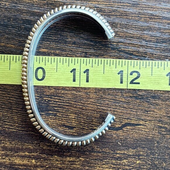 VTG 12k Gold Filled Sterling Silver 925 Open Cuff Bracelet Size 7.5" Fit - Picture 9 of 11